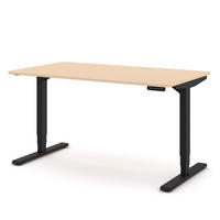 SCHREIBTISCH Elektrisch höhenverstellbarer Schreibtisch Y-Line Curved Sand Schwarz 140/80/62-127cm - Sandfarben/Schwarz, Holzwerkstoff/Metall (80/140/127cm) - ASSMANN