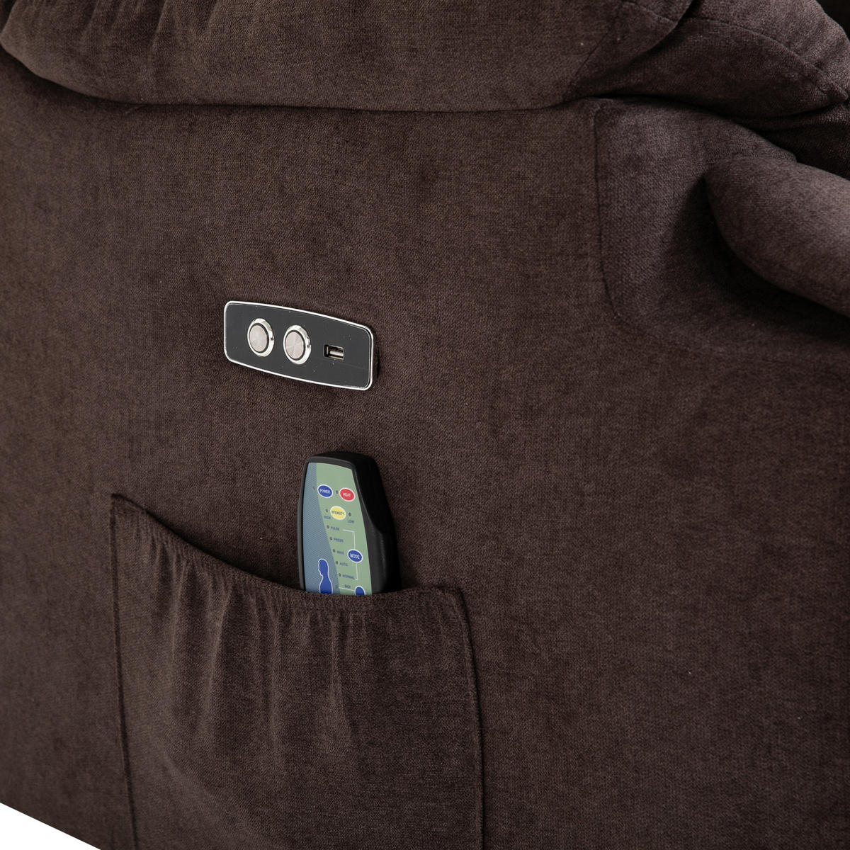 MASSAGESESSEL mit Aufstehhilfe Relaxsessel Fernsehsessel mit Wärmefunktion Braun - Braun, Kunststoff (95/105/83cm) - HOMCOM