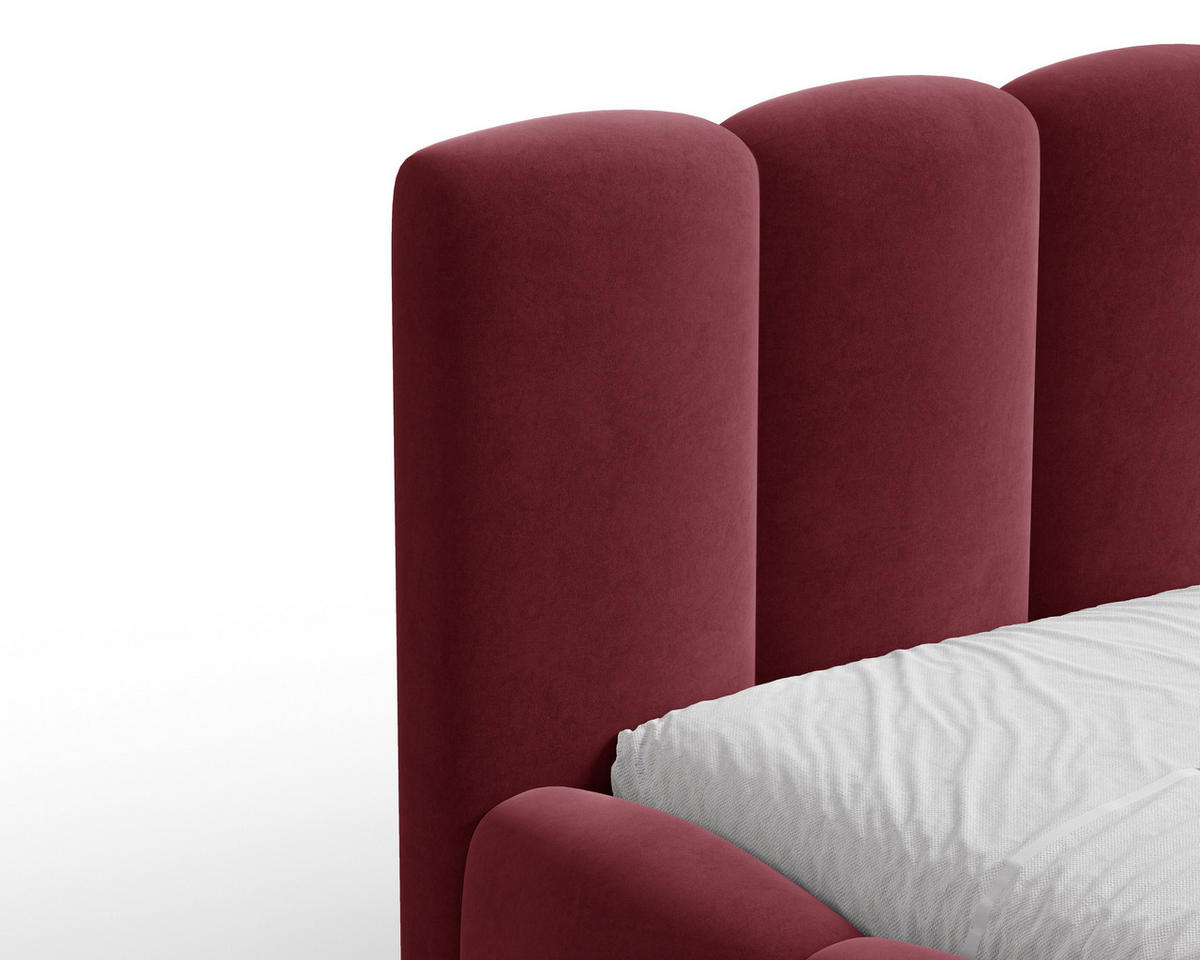POLSTERBETT 18 - 140x200 cm – Riviera – Gepolstertes Bett mit Metall-Lattenrost - Bordeaux, Holz (140/200cm) - ROYAL24_MARKT