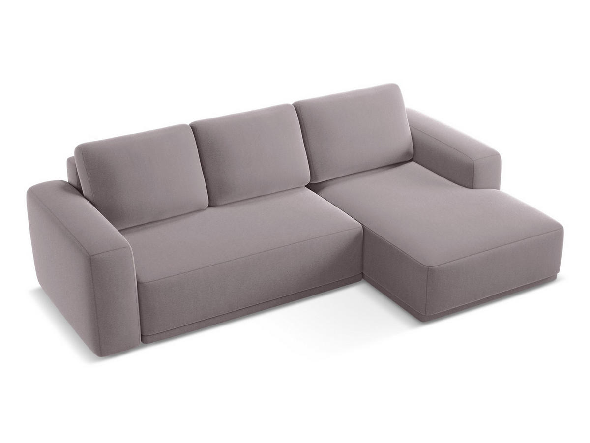 ECKSOFA mit Schlaffunktion Samt Stoff Violett - Lila/Flieder, Kunststoff/Textil (258/160cm) - Makamii