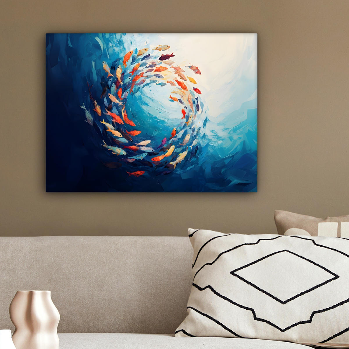 LEINWANDBILD Meer - Fische - Bunt - Dynamisch 40x30 cm - Hellblau, Textil (40/30cm) - MuchoWow