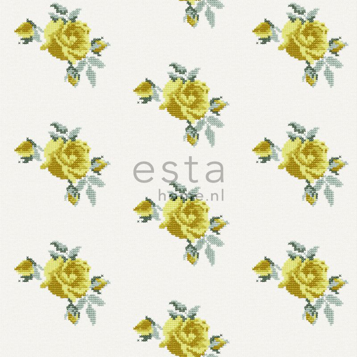 TAPETE gestickte Rosen 53 cm x 10.05 m - Gelb, Papier (53/1000cm) - ESTAhome