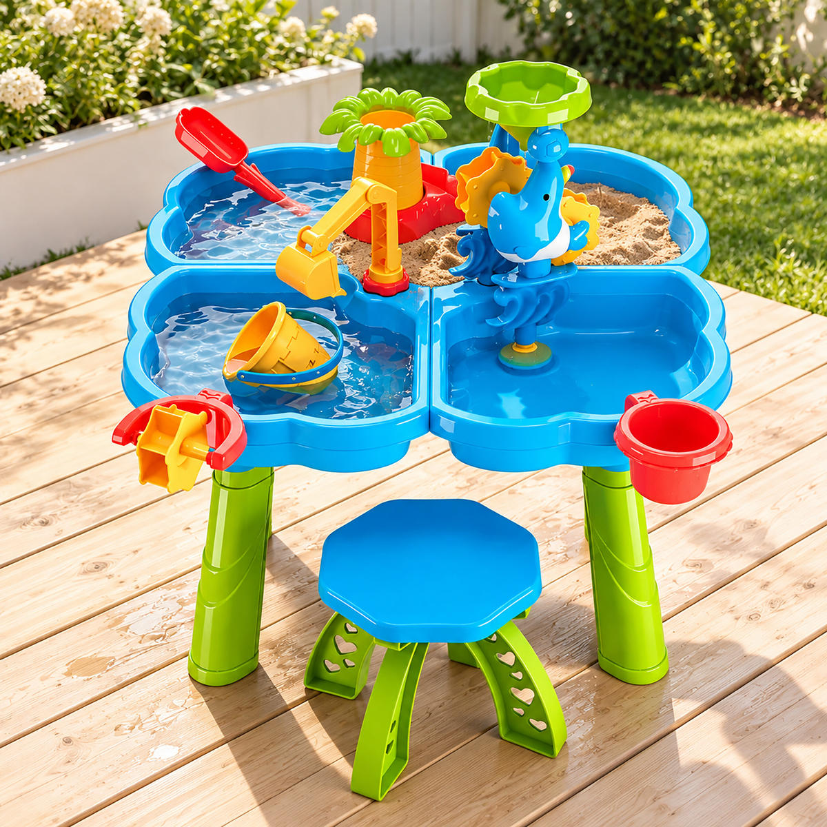 STŮL Vícebarevný dětský vodní s taburetem - různobarevná, plast (58/58cm) - Relaxdays