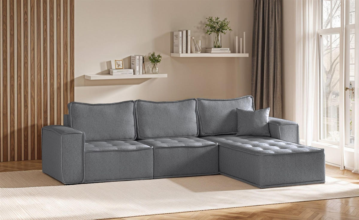 ECKSOFA Sande In Alpine - Anthrazit, Holzwerkstoff/Textil (292/192cm) - Fun Möbel