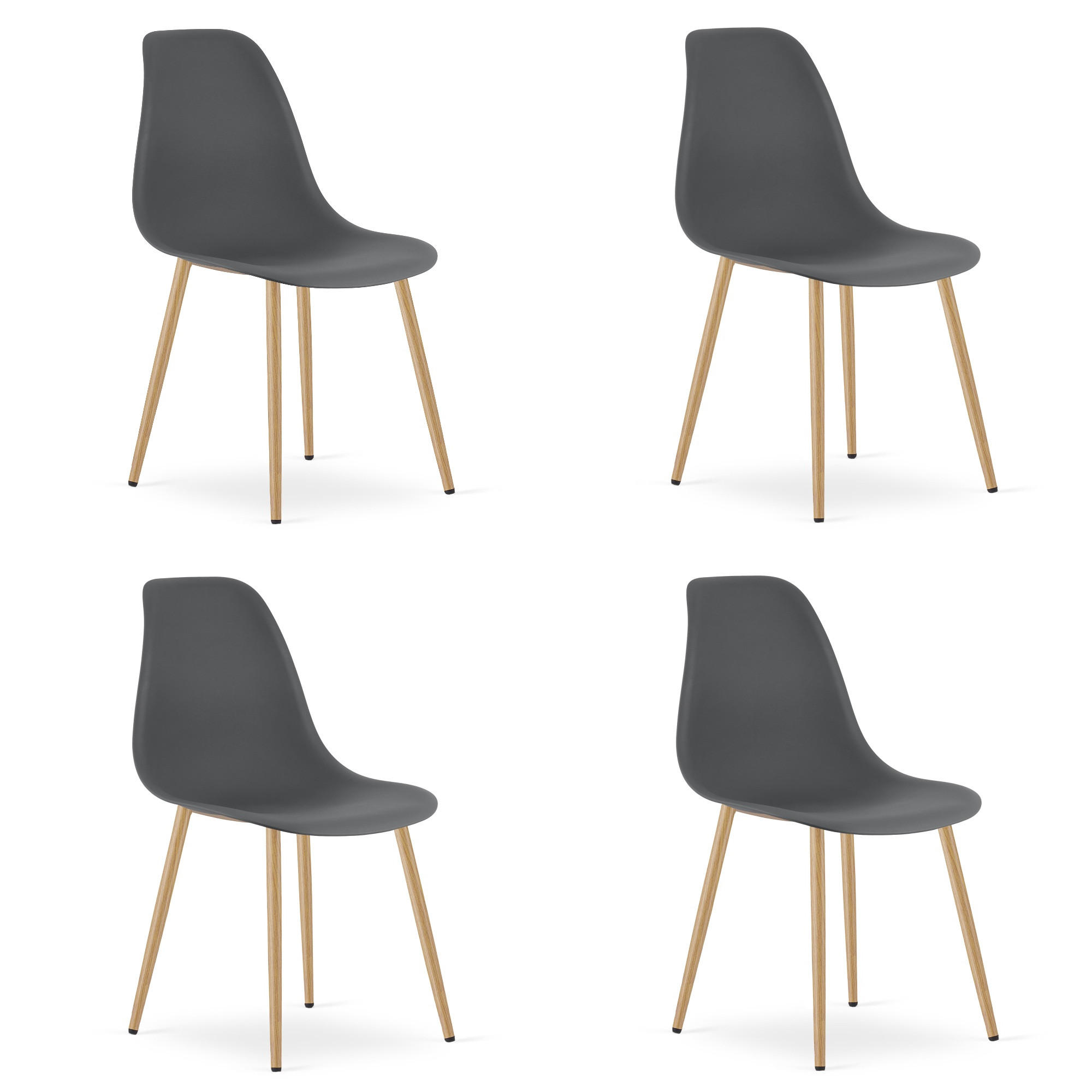 ESSZIMMERSTUHL 4-er Set KALEO dunkelgrauer Sitz, natürliche Beine - Dunkelgrau/Naturfarben, Kunststoff (46/84/51cm) - Valora