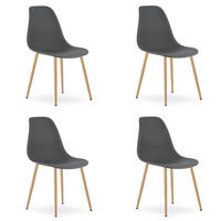 ESSZIMMERSTUHL 4-er Set KALEO dunkelgrauer Sitz, natürliche Beine - Dunkelgrau/Naturfarben, Kunststoff (46/84/51cm) - Valora