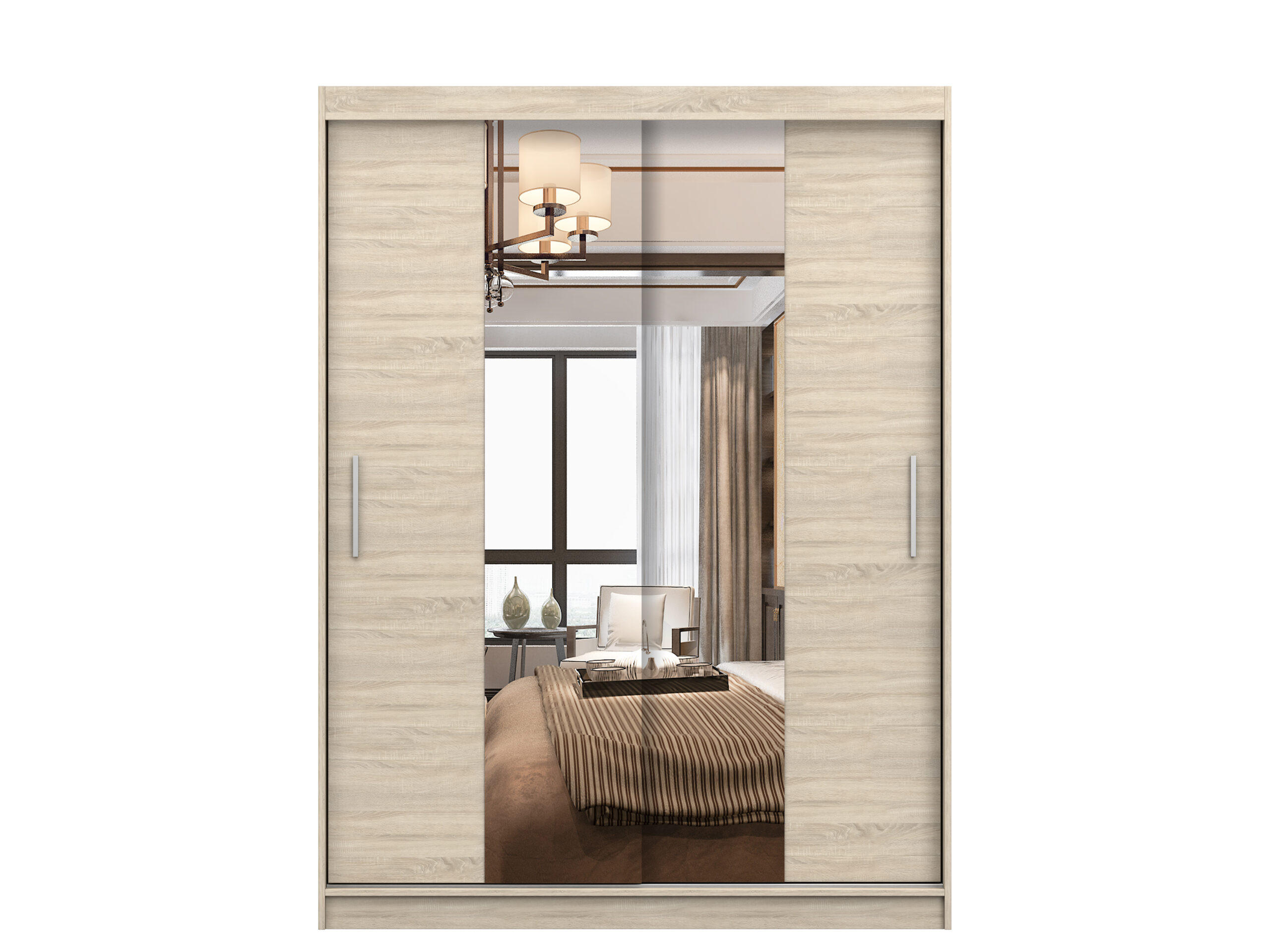 SCHIEBETÜRENSCHRANK - LARA 01 (Sonoma) - Sonoma Eiche, Holzwerkstoff/Metall (150/200/61cm) - Möblo