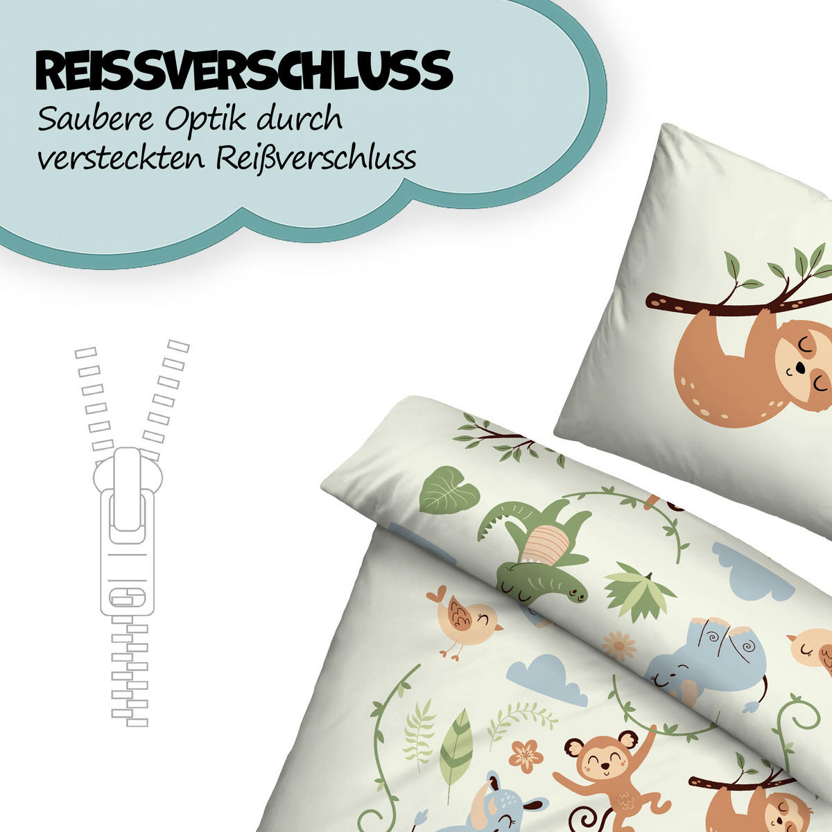 BETTWÄSCHE 2 tlg. mit Motiv 135x200 cm Dschungel - Beige, Textil (135/200cm) - Bestlivings