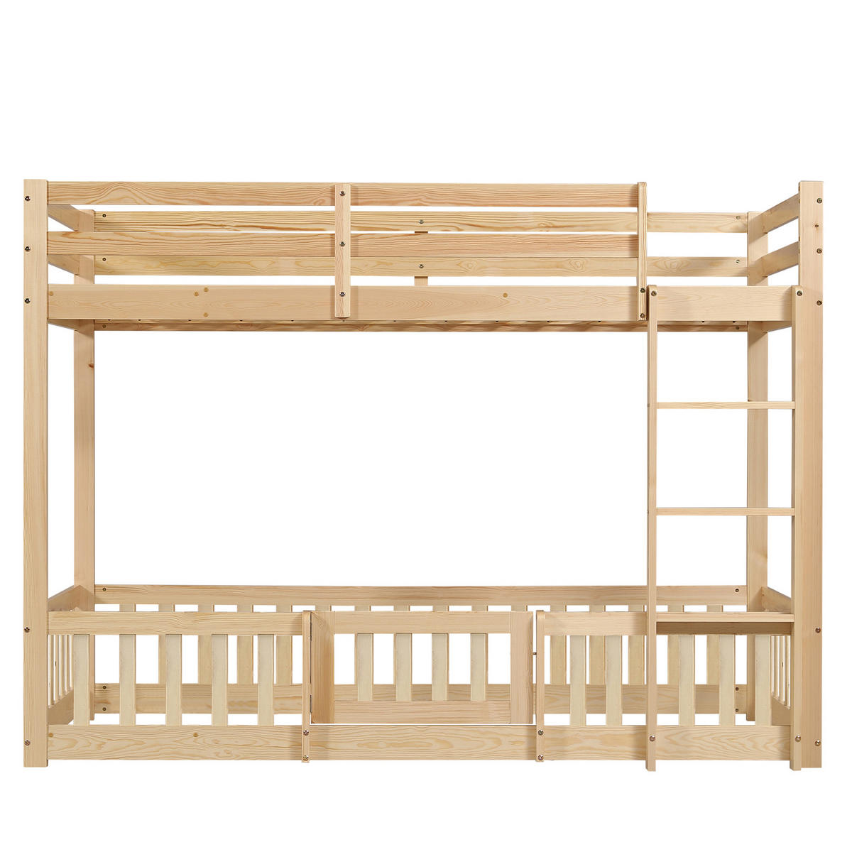 ETAGENBETT 90/200 cm natur aus Kiefer mit rechtwinkliger Treppe - Naturfarben, Holz (90/200cm) - OKWISH