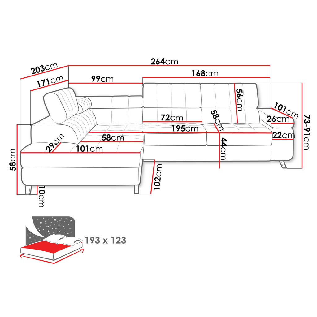 Thumbnail - Mirjan24 Ecksofa, Grau, Textil, 5-Sitzer, Ottomane rechts,L-Form, 264x203 cm, Wohnzimmer, Sofas & Couches, Wohnlandschaf...