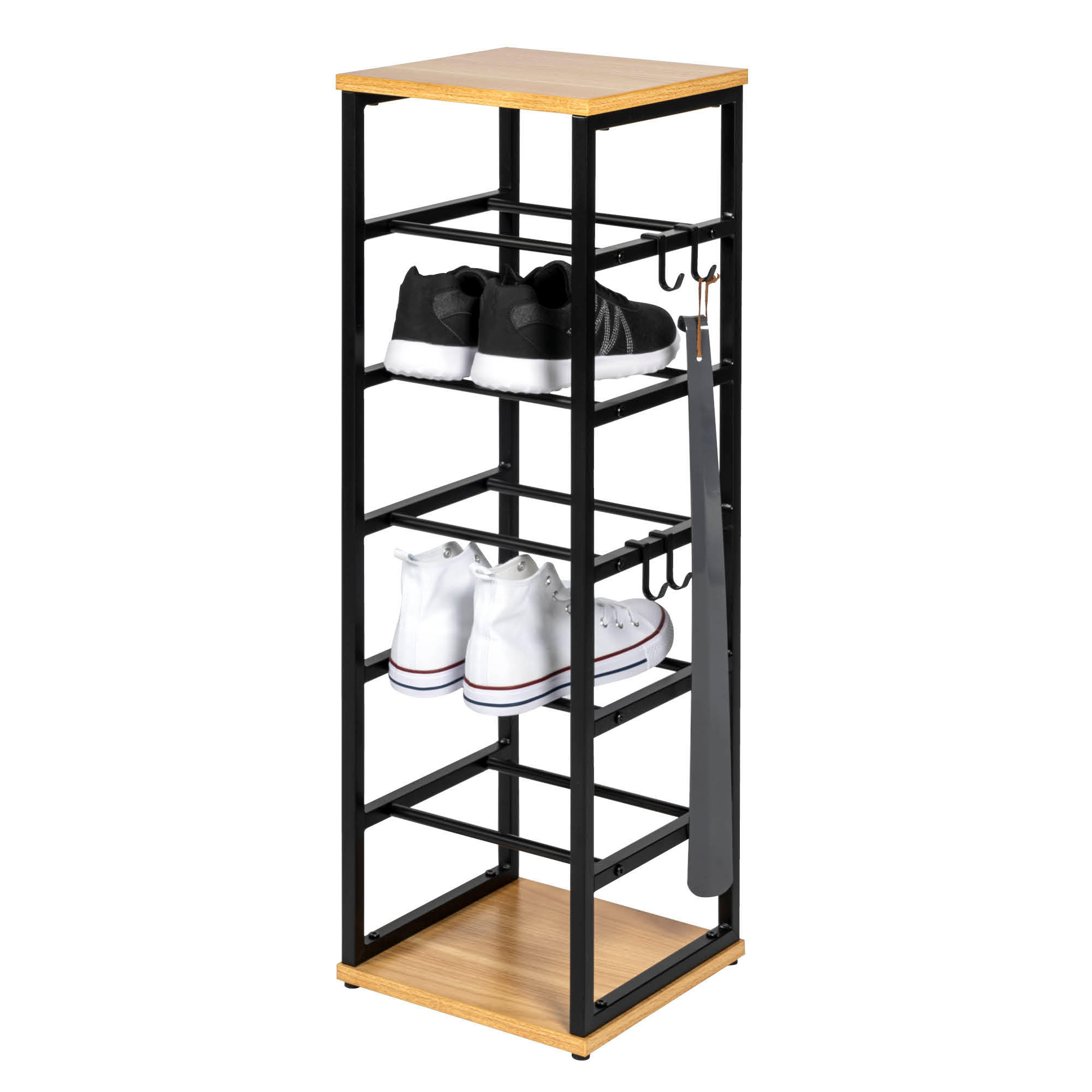 SCHUHREGAL, schwarz - Schwarz, Metall (28/90.5/28cm) - eluno