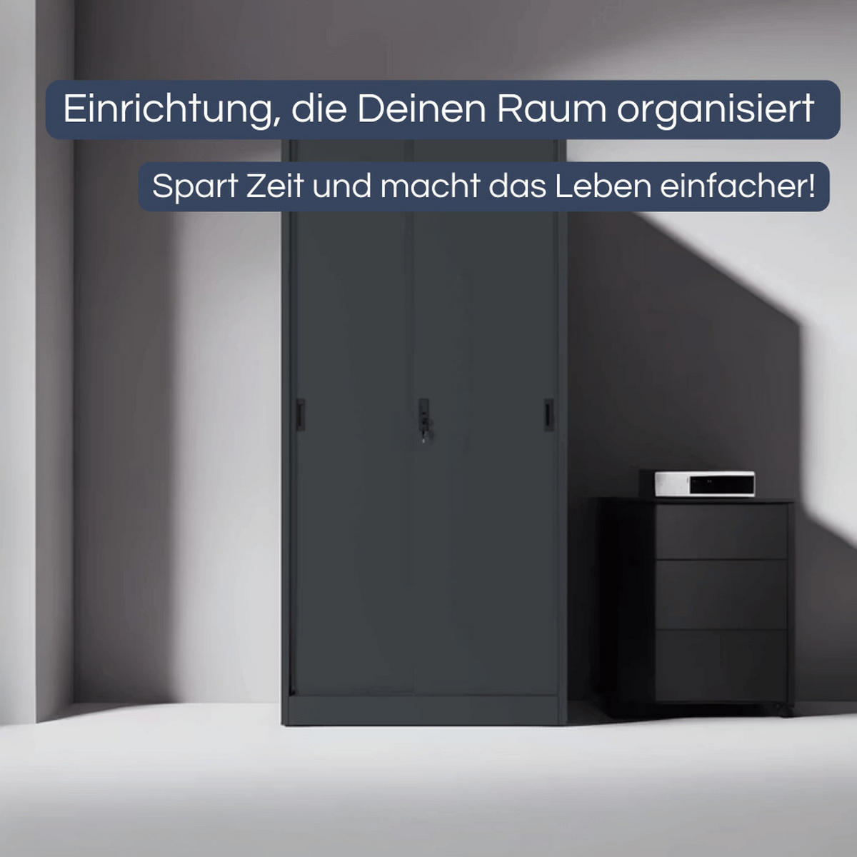 AKTENSCHRANK abschließbar ROLF mit Schiebetüren 185x90x40cm Anthrazit - Anthrazit, Metall (90/185/40cm) - DELUKE