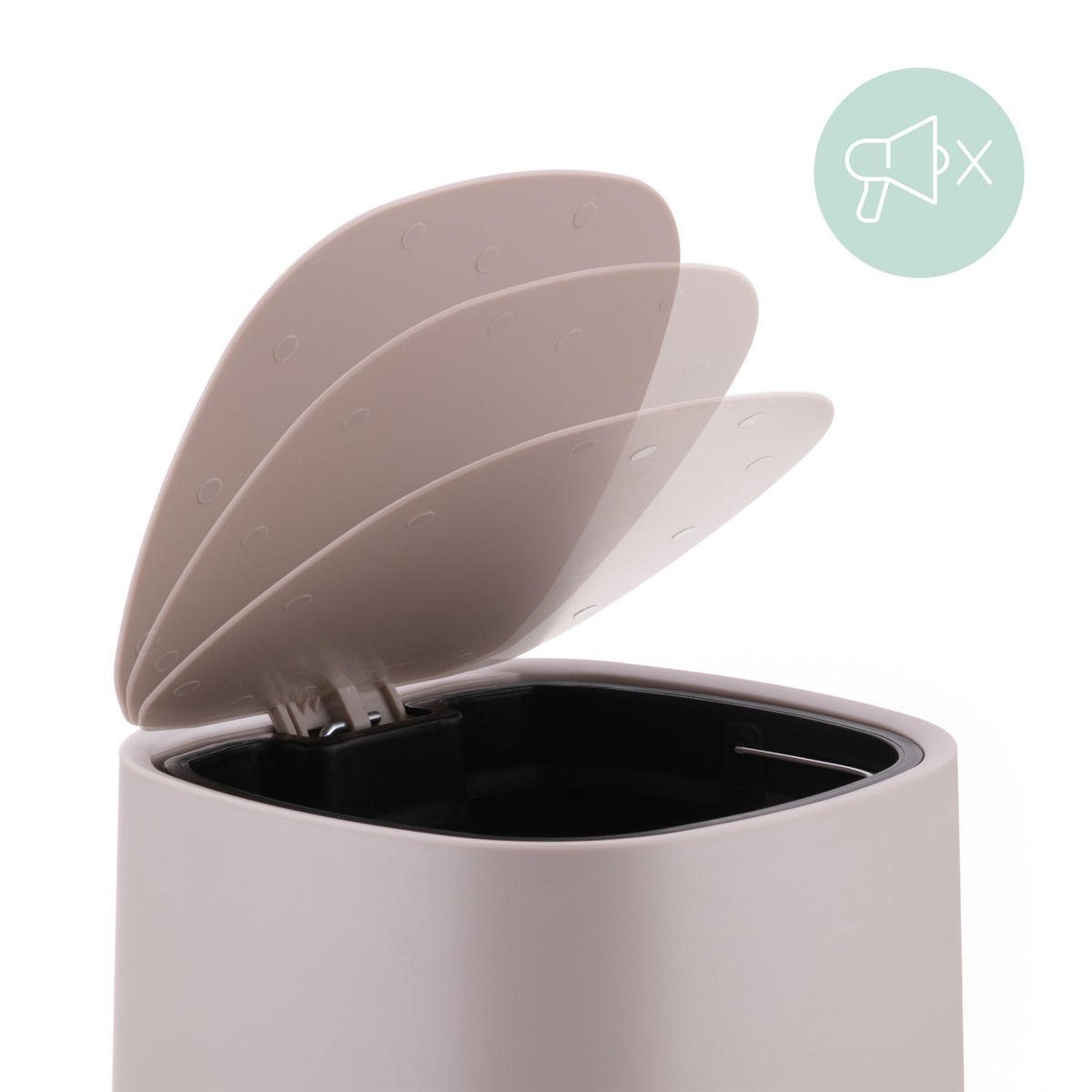 BAD-MÜLLEIMER - Beige, Kunststoff/Metall (21.5/25/21.5cm) - Relaxdays