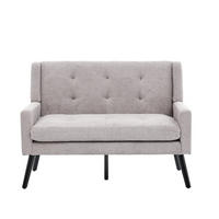 ČALOUNĚNÁ lavice 2místná světle šedá z látky s prošitím a nohami z masivního dřeva - světle modrá, textil (75/88/119cm) - OKWISH