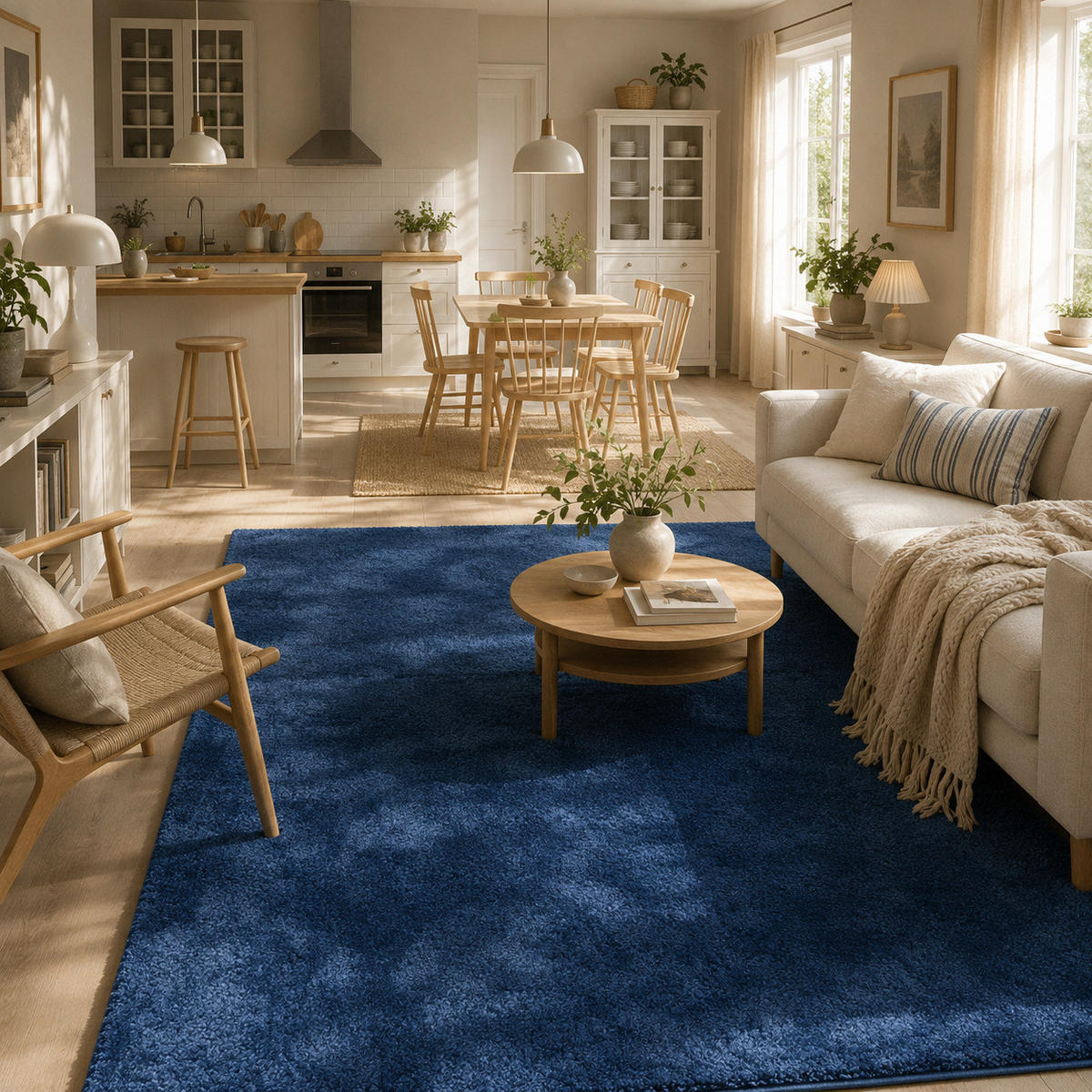 HOCHFLOR LANGFLOR SUPER SOFT TEPPICH SILKY - Dunkelblau, Textil (140/200cm) - Pergamon