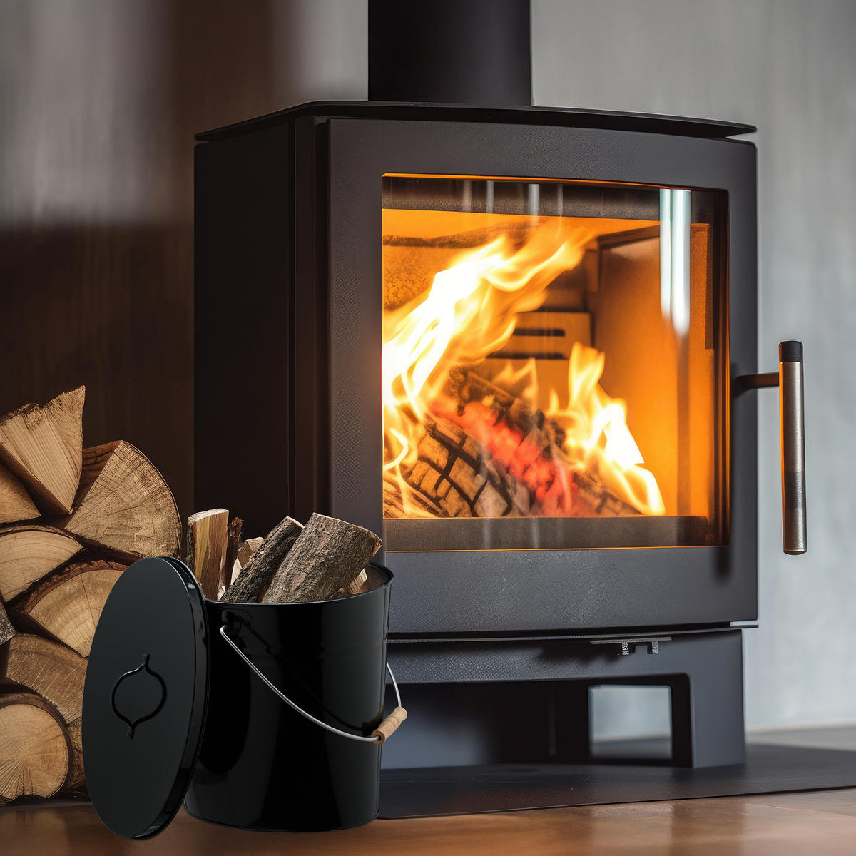 ASCHEEIMER - Schwarz, Holz/Metall (35/34/35cm) - Relaxdays