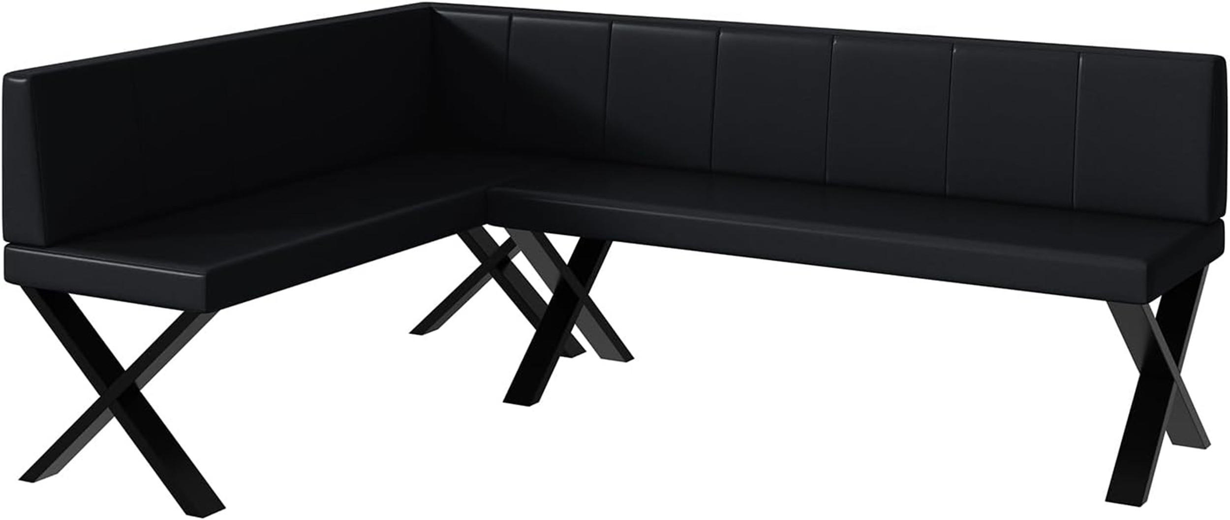 Meblini Eckbank Schwarz 196x142 cm