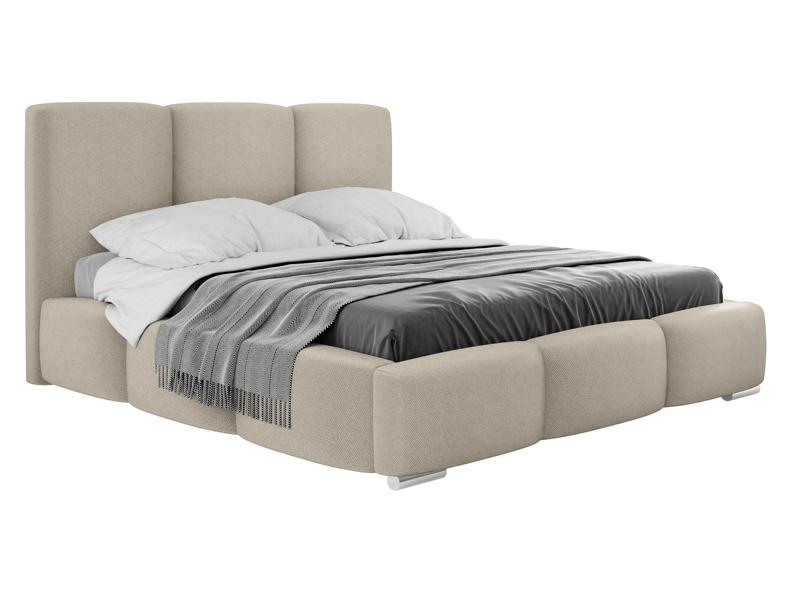 POLSTERBETT Olweria - Chromfarben/Beige, Holz/Textil (140/200cm) - MIRJAN24