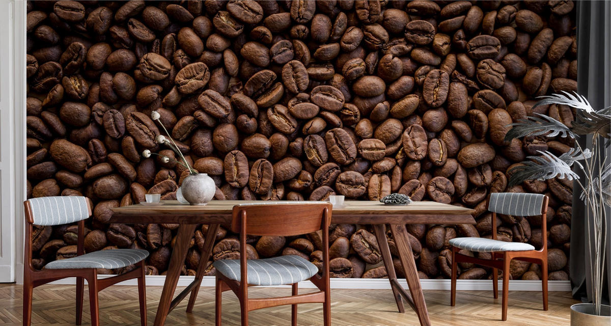 FOTOTAPETE röstfrische Kaffeebohnen 3D 300x210cm - Schwarz/Braun, Papier (300/210cm) - Muralo