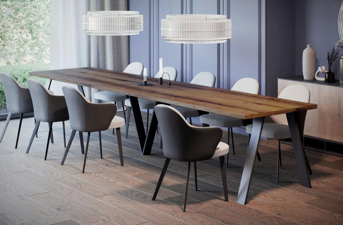 ESSTISCH XXL Lungo ausziehbar 130-405/90/75 cm - Mooreichefarben, Holzwerkstoff (130/90/75cm) - Endo-Moebel