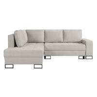 ECKSOFA Larelle Hellbeige Chenille 245 cm - Ecru/Schwarz, Textil/Metall (245/200cm) - Selsey