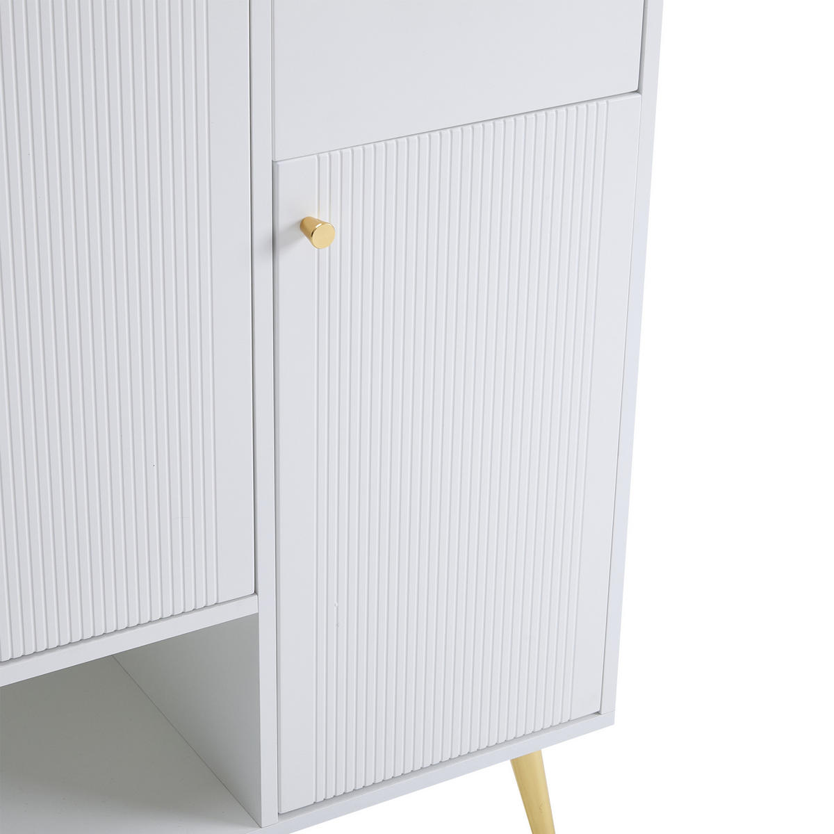 SCHUHSCHRANK aus Spanplatte 130x37x100cm Weiß mit 2 Schubladen - Weiß, Holzwerkstoff (130/100/37cm) - Modfu