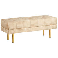 BANK Beige/Gold Roseville - Beige/Goldfarben, Holz/Textil (117/44/40cm) - Beliani