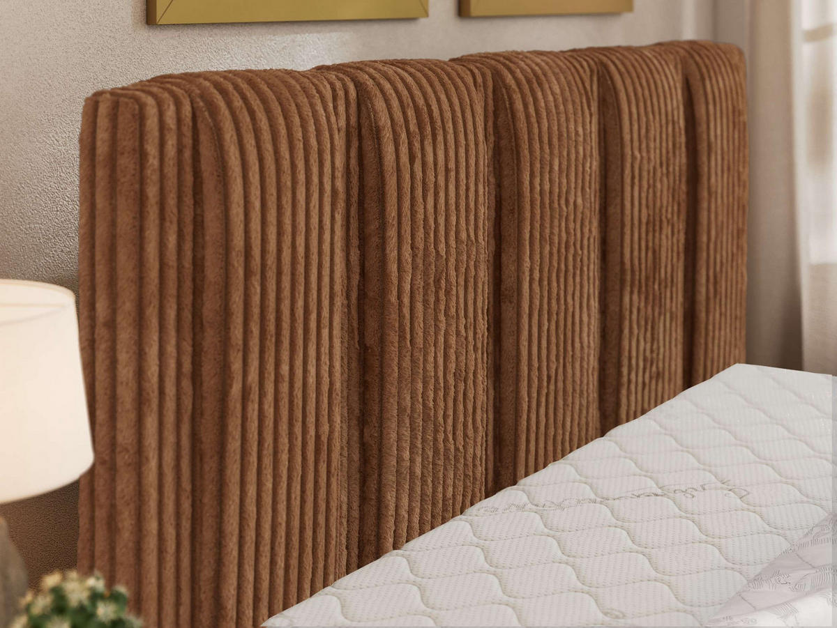 ČALOUNĚNÁ POSTEL SAVINO CLASSIC 180/200 - Oranžová Manšestr - s pěnovou matrací - pomerančová/černá, textil/plast (180/200cm) - MKS