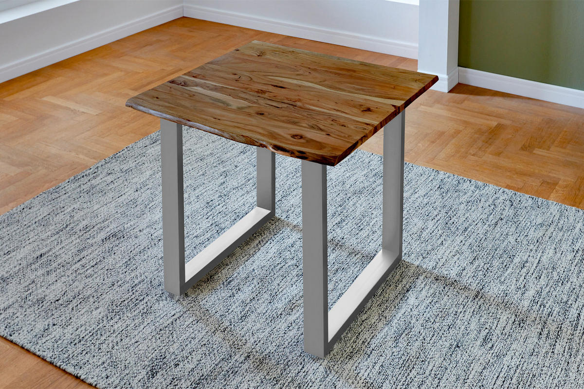 ESSTISCH LUBIN - Silberfarben/Braun, Holz/Metall (80/80/77cm) - SAM