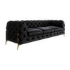 CHESTERFIELD-SOFA 3-Sitzer Lexi Schwarz Samt - Goldfarben/Schwarz, Holz/Textil (243/75/100cm) - S-Style Möbel