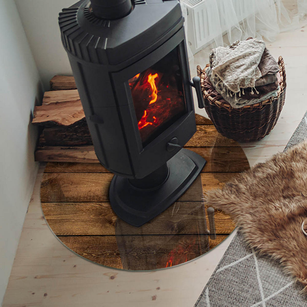 GLASPLATTE für Kamin Ø 70 cm Braun - Braun, Glas (70/70/0.4cm) - ArtPrintCave