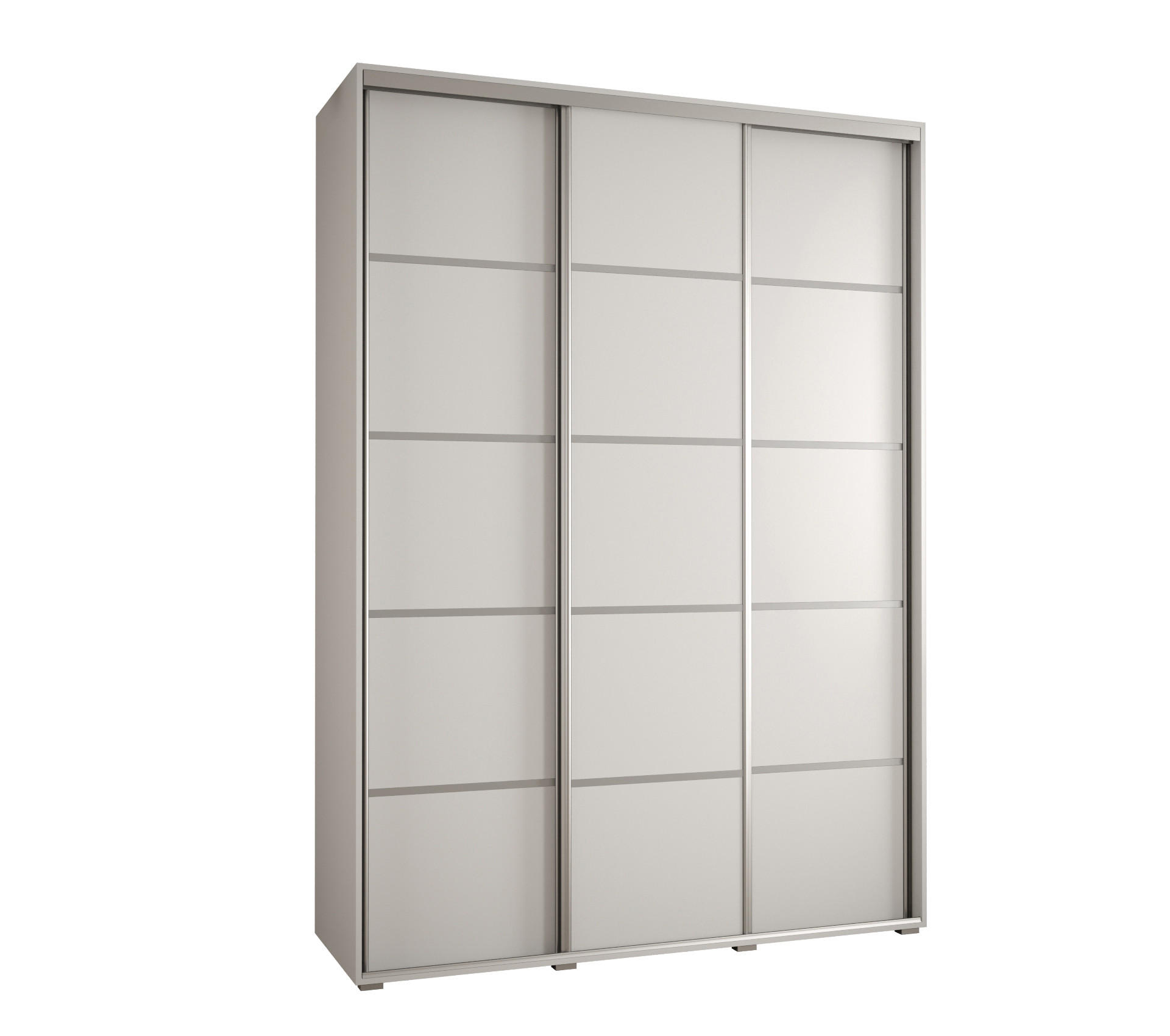 Abiks Möbel Schwebetürenschrank Weiß, Weiß, Silber 180x235x45 cm