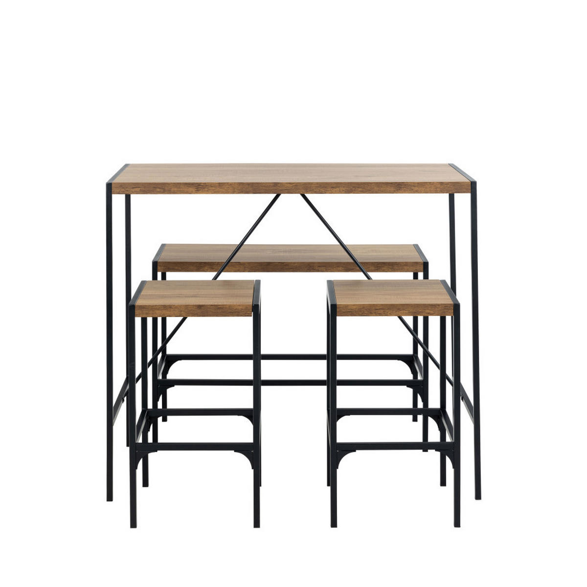 BARTISCH - für 4 Personen aus Holz und Metall, H105cm - Eschefarben, Holz (120/105/60cm) - Drawer