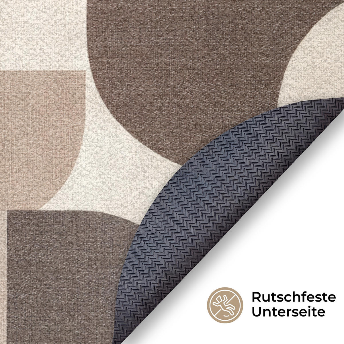FUSSMATTE Geometrisch - Gewebte Struktur - Modern Fußabtreter 120x120 cm - Beige, Kunststoff (120/120cm) - MuchoWow