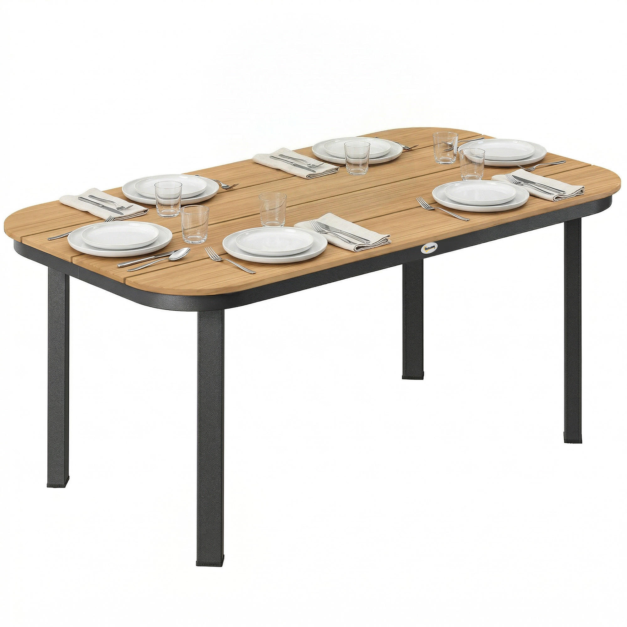 GARTENTISCH DE-14201 rechteckig 155x88 cm, mit WPC-Lattenrost Natur - Naturfarben, Metall (155/88/72cm) - ComfortXL