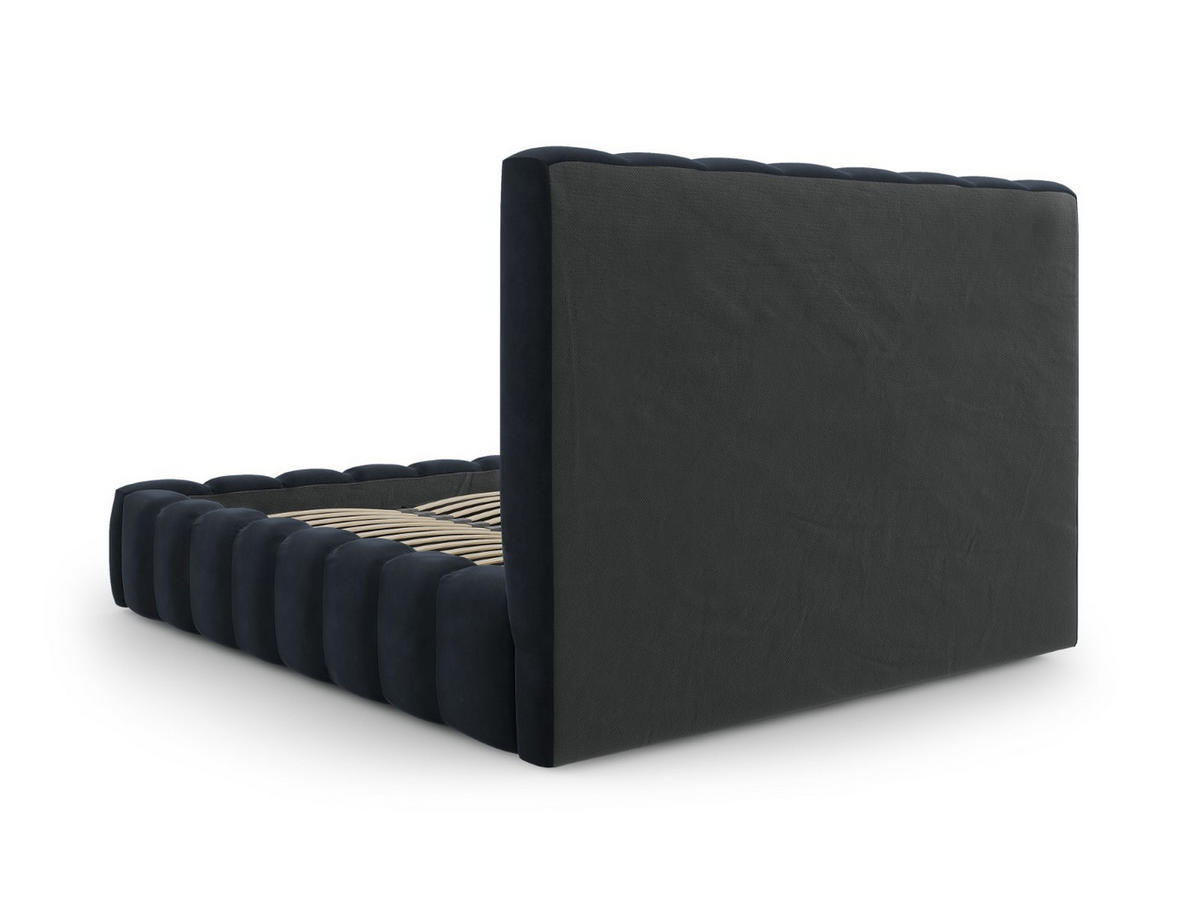 BETT mit Bettkasten und Kopfteil Kelp aus Samt dunkelblau 160x200cm - Dunkelblau, Textil (160/200cm) - Micadoni