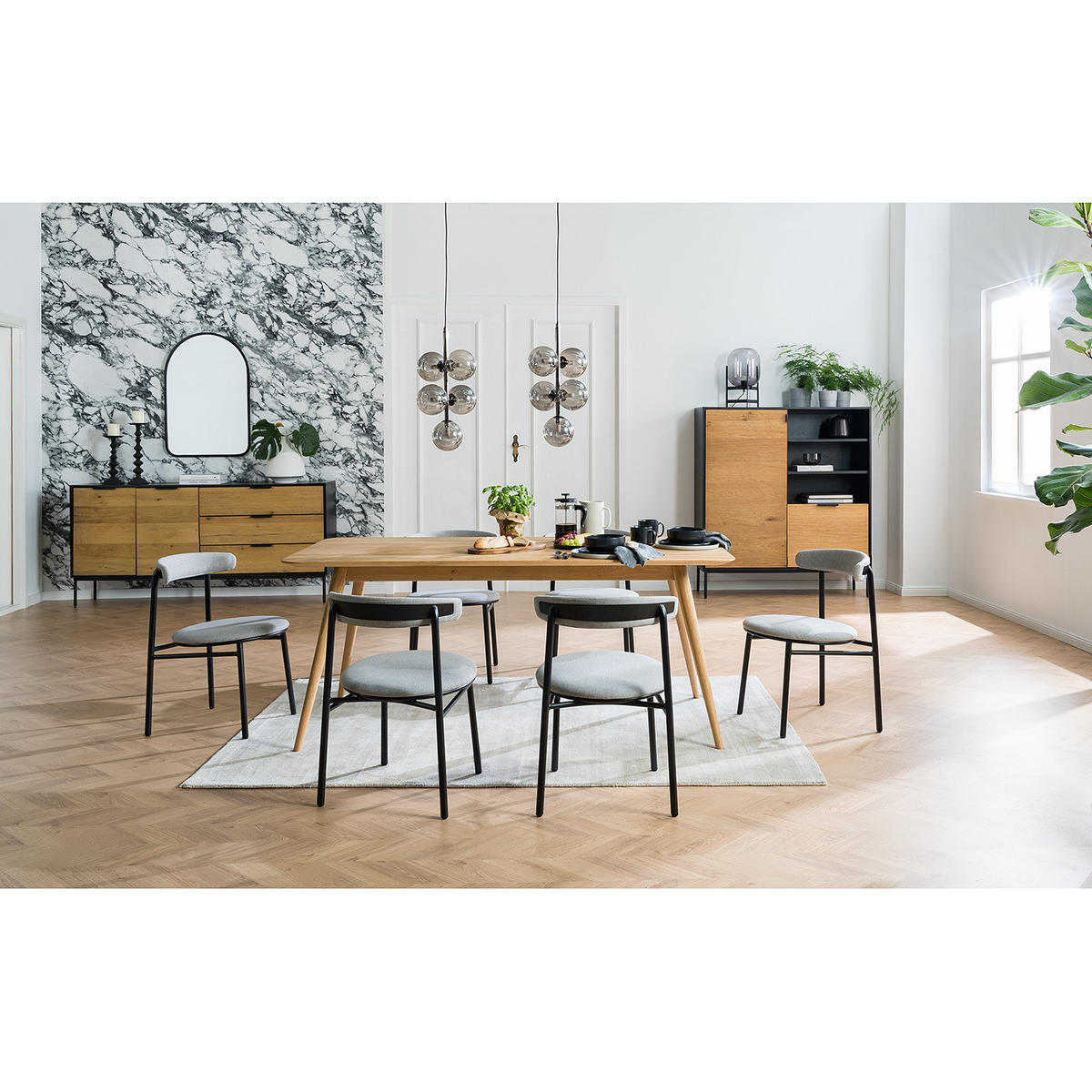 ESSZIMMERSTÜHLE - 2er-Set - Schwarz/Grau, Textil (54/73/48cm) - home24