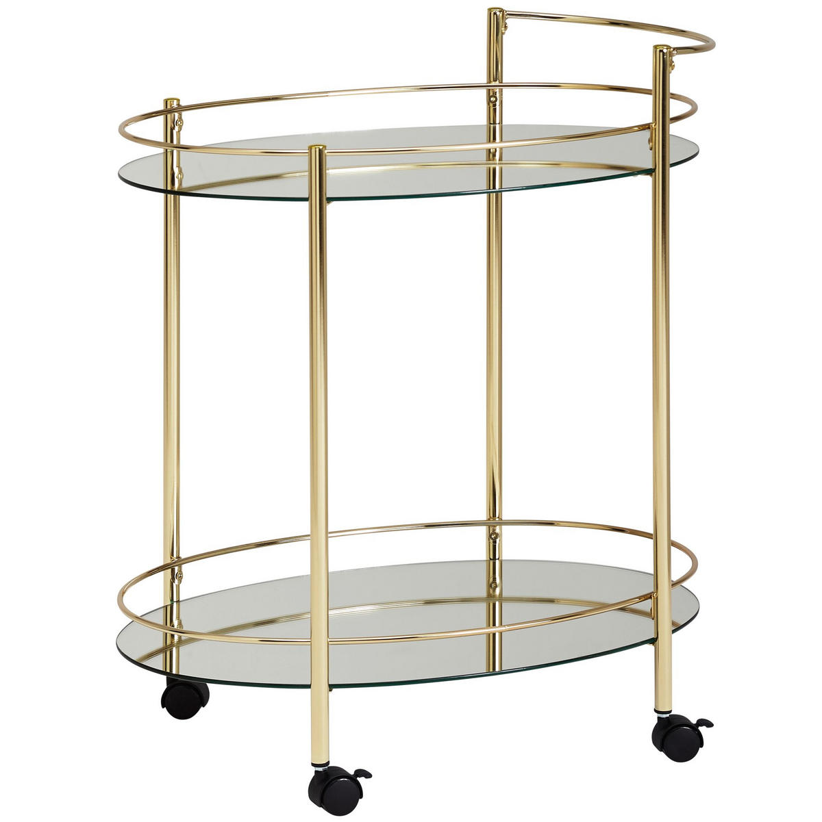 SERVIERWAGEN – Gold, 2 Glasplatten, auf Rollen - Goldfarben, Glas/Metall (67/79/46cm) - KADIMA DESIGN