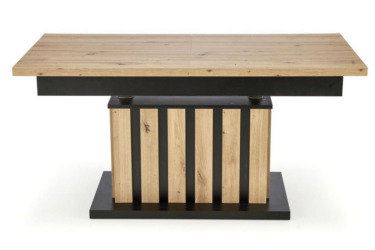 WOHNZIMMERTISCH Barreti Eiche Artisan / schwarz 130-170 / 65 / 65-78cm - Eichefarben/Schwarz, Holz/Holzwerkstoff (65/170/78cm) - Feldmann-Wohnen