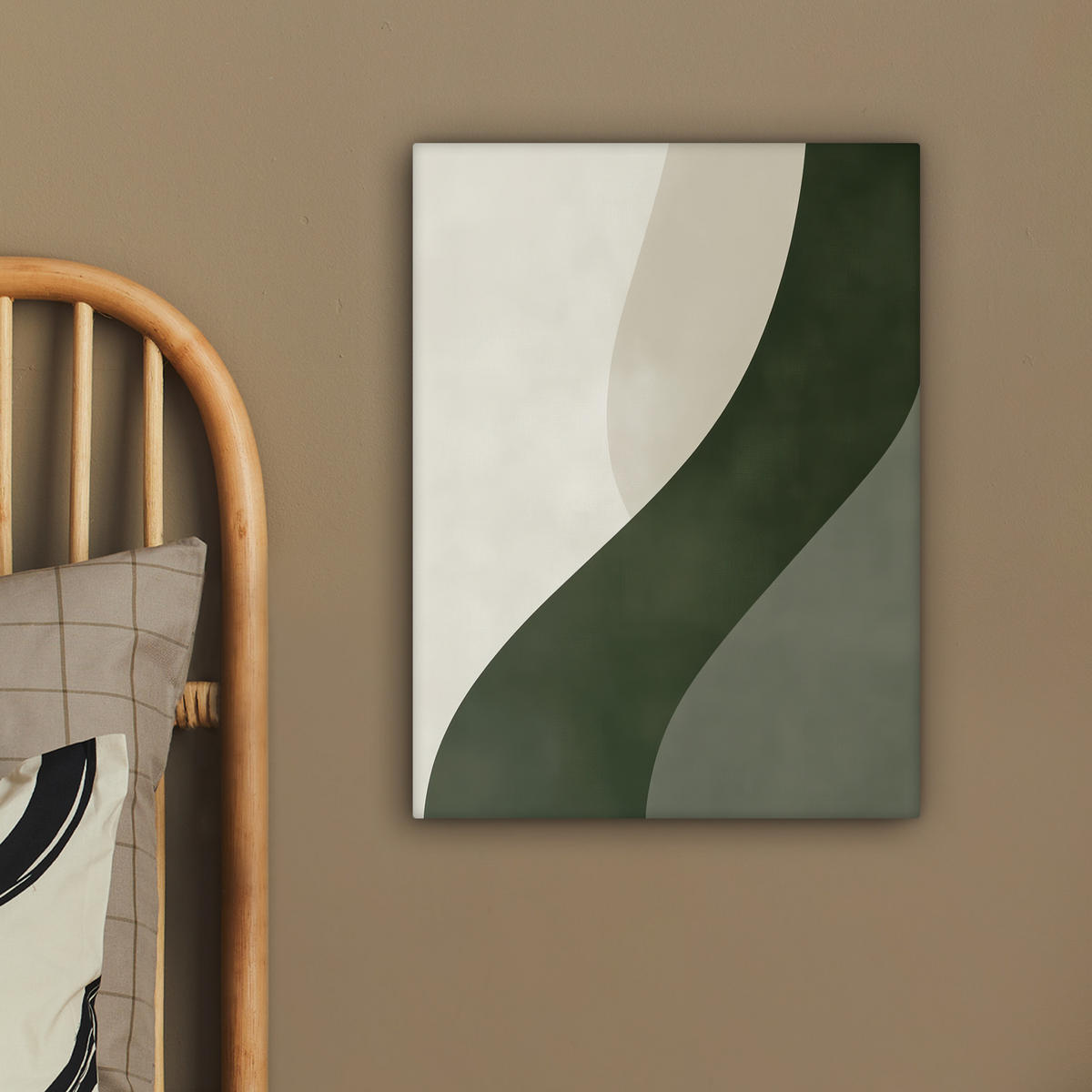 LEINWANDBILD Japandi - Grün - Abstrakt - Modern 30x40 cm - Salbeigrün, Textil (30/40cm) - MuchoWow