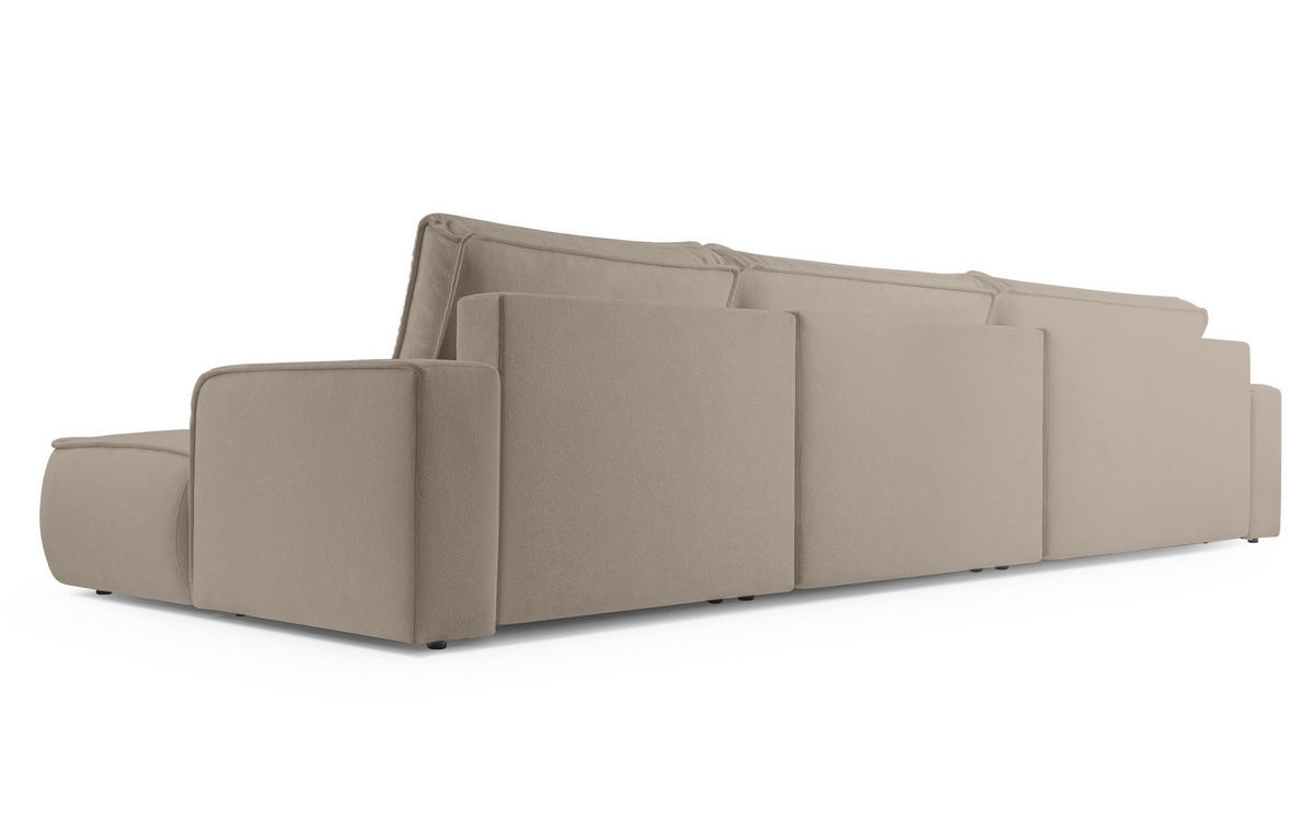 WOHNLANDSCHAFT Ablia Beige 364/168/87 cm mit Schlaffunktion - Beige/Schwarz, Kunststoff/Textil (364/87/168cm) - AX Living