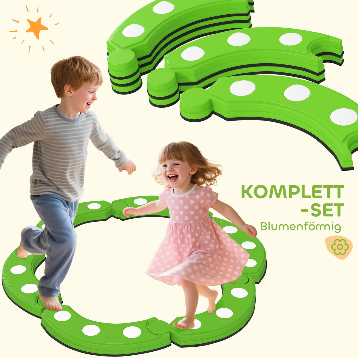 KINDER-SCHWEBEBALKEN TPE Kunststoff Grün - Grün, Kunststoff (101/7/101cm) - AIYAPLAY