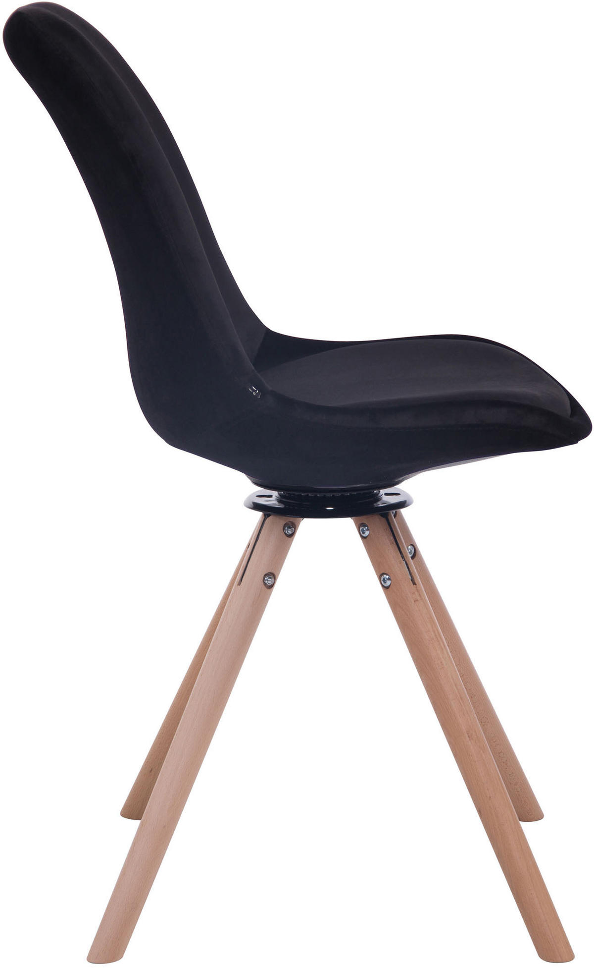 ESSZIMMERSTUHL Troll Samt, Gestell Buchenholz Rund Natura Schwarz - Schwarz/Naturfarben, Holz/Buchenholz (48/84/56cm) - TPFLiving