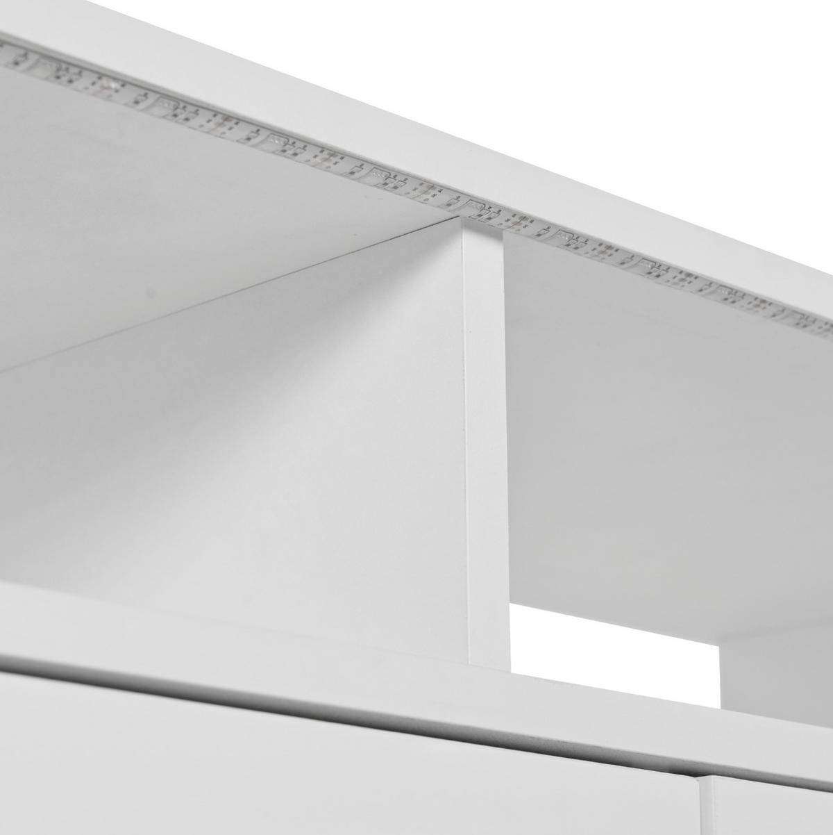 SIDEBOARD mit LED 160 cm Weiß Hochglanz - Weiß, Holzwerkstoff (160/70/35cm) - Meubliv
