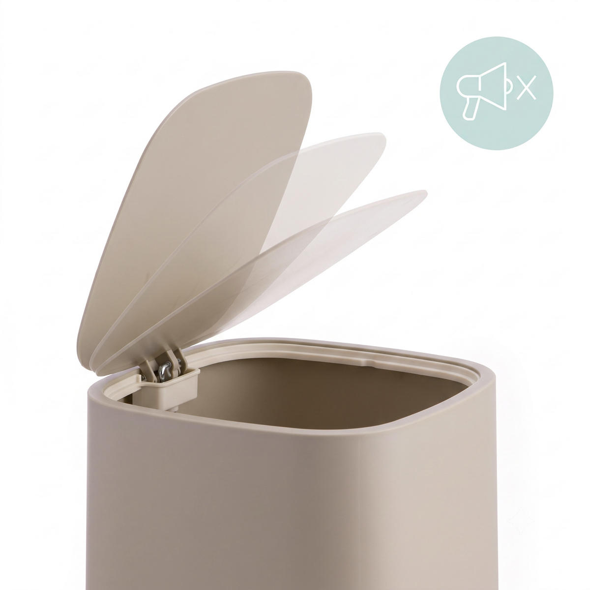 TRETEIMER Beige Kunststoff Softclose 9 l - Beige, Kunststoff (21/27/26cm) - Relaxdays