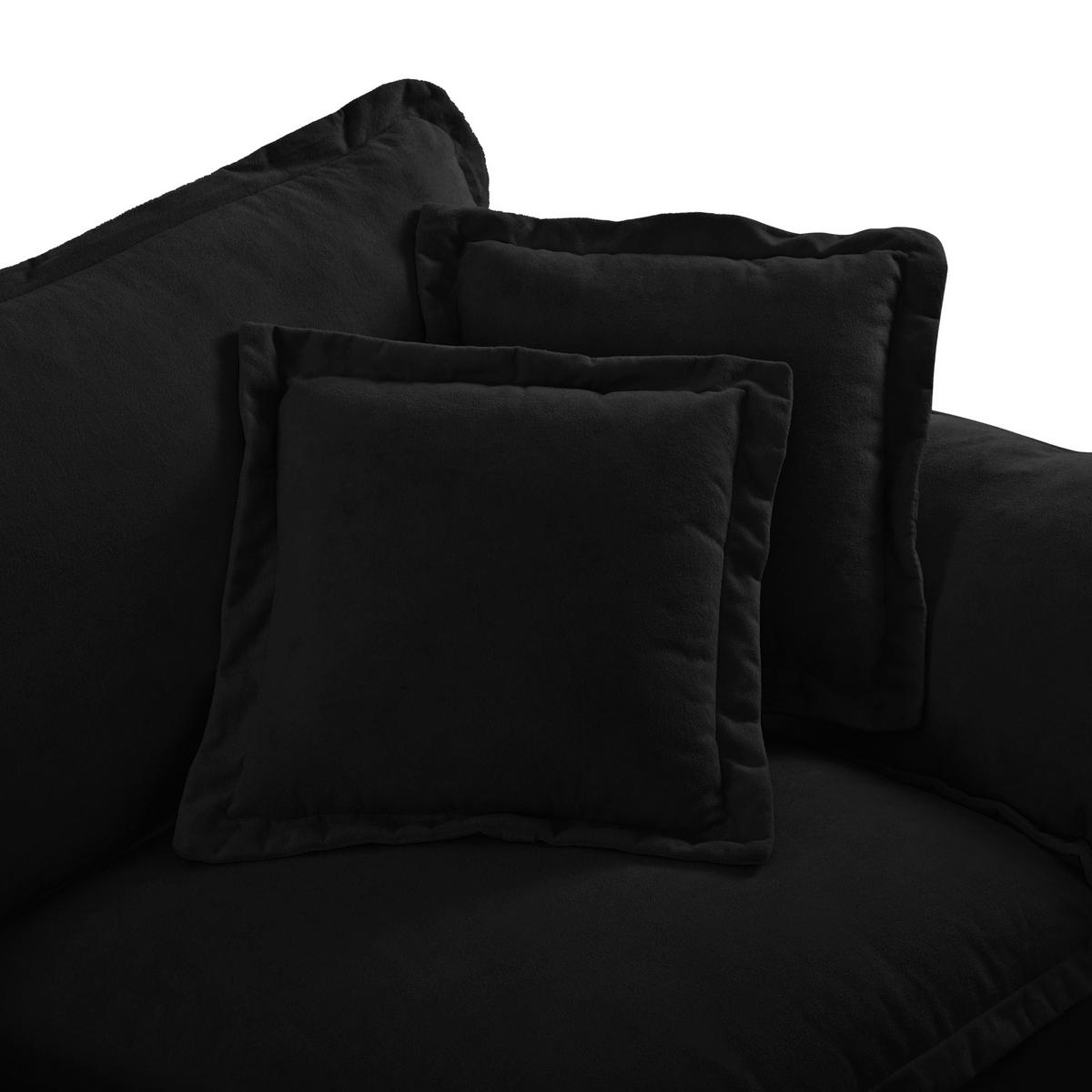SOFA mit Stauraum und USB 224 x 82 x 90 cm Chenille Black - Schwarz, Holzwerkstoff (82/90/224cm) - Meubliv