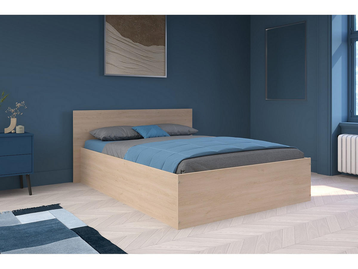 BETT mit Bettkasten - 2 Personen - holz - naturfarben hell Velona - Naturfarben, Holz (140/190cm) - Vente-Unique