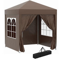 FALTPAVILLON, Schwarz, Stahl, Oxford-Stoff - Braun, Metall (200/240/200cm) - Outsunny