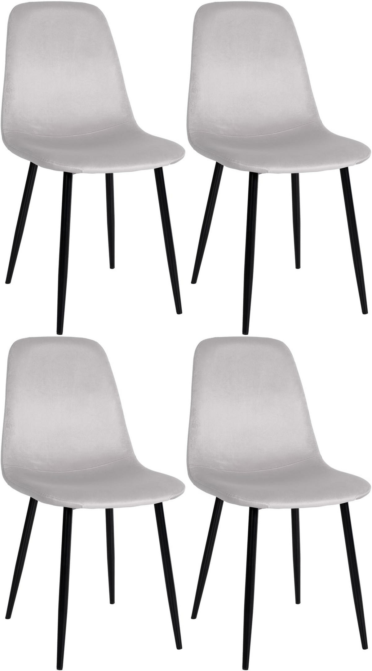 ESSZIMMERSTÜHLE 4er-Set MOVI Creme Samt Metall 88x44x51 cm - Creme, Metall (44/88/51cm) - DELUKE