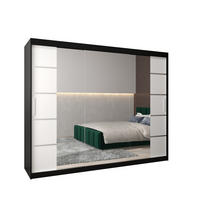 SCHWEBETÜRENSCHRANK 200/250/62 3-türig - Silberfarben/Schwarz, Holz/Kunststoff (250/200/62cm) - Abiks Möbel